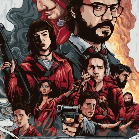 Malování podle čísel s motivem La Casa de Papel